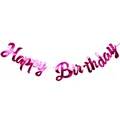 Magenta-farbenes Happy Birthday Banner in Schreibschrift für Kindergeburtstagsfeiern - Neues Skript Happy Birthday - Magenta