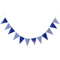 Blue and white wave pattern triangle pennant banner for birthday party decorations - Royal Blue Striped Triangle / Sapphire Blue