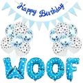 Kit anniversaire chien bleu avec ballons WOOF, ballons à pattes et bannière de fête - Bleu