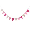 Detail of pink and cream triangular bunting banner flags on a white string for party decor - Dark and Light Pink Triangle / Pink Gradient
