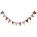 Detail of glossy metallic silver, brown, and pink triangular pennant bunting garland decor - Dark and Light Coffee Triangle / Coffee Gradient