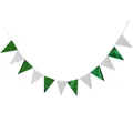 Green and silver metallic triangular bunting banner for birthday party decoration - White and Green Triangle / White Green