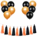 Set de globos para Halloween con globos naranjas y negros y borlas decorativas festivas - Set de Globo Naranja + Negro + Borla