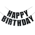 Ghirlanda classica in carta nera Happy Birthday per decorazioni feste e allestimenti - Nero