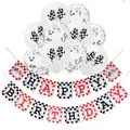 Racing themed happy birthday banner with checkered flags and latex confetti balloons - Silver Confetti Balloon Banner Kit (Package 1)