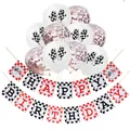 Racing party decorations with checkered flags and Happy Birthday banners for motor enthusiasts - Rose Gold Confetti Balloon Double Layer Birthday Banner (Package 6)