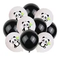 Cute panda theme party balloon set with black latex and cartoon panda print decorations - Panda Balloon Set