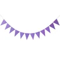 Hanging party banner with twelve solid purple triangle flags on a thin white string - All Purple Triangle Banner / Purple
