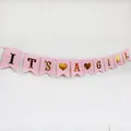 Pink and gold It's a Girl banner with swallowtail flags for baby shower party decor - It's a Girl / Pink