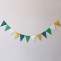 Green and gold glitter triangle bunting banner for birthday party decoration - Green White Gold Triangle Banner / Dark Green / Medium Green / Glitter Gold / White
