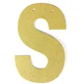 Décoration de bannière lettre S dorée scintillante avec trous pour les fêtes - Lettre S / Or