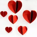 Red 3D heart-shaped hanging decorations for romantic wedding party or wall display - Red
