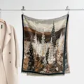 Autumn winter oil painting style cashmere feel thick scarf with floral landscape pattern - Black Coffee