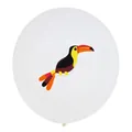White forest animal balloon with a colorful toucan print for birthday party decoration - Parrot/Toucan