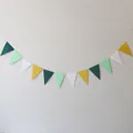 Green and gold triangle bunting banner for party decoration with glitter finish - Green and Gold Mixed Triangle Banner / Dark Green / Light Green / White / Gold