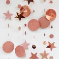 Roségoldene Glitzer-Stern und Kreis Girlande für festliche Wanddekorationen - Glitzer Und Spiegel Roségold Sterne Und Kreise