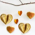 3D metallic gold heart hanging decorations for romantic wedding and party backdrops - Gold