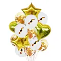 Détail des ballons de fête tropicaux avec étoiles dorées et imprimés latex toucan - Combo de Ballons Perroquet