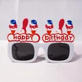 Λεπτομέρεια γυαλιών Happy Birthday με διακόσμηση παγωτού για φωτογραφίες πάρτι - M Λευκό Πλαίσιο Παγωτό