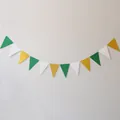 Green, white, and glitter gold paper triangle bunting banner for party decoration - Medium Green White Gold Triangle / Medium Green / White / Gold