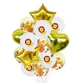 Détail de ballons dorés en étoile et cœur avec ballons en latex lion - Combo de Ballons Petit Lion