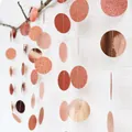 Detail of rose gold glitter and mirror finish circle paper garlands for party decor - Round Glitter Rose Gold & Mirror Rose Gold Discs