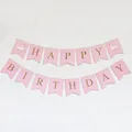Pancarta de cumpleaños cisne rosa con letras doradas brillantes Happy Birthday decor - Cisne Rosa (Pancarta de Cisne Cola de Milano)