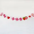 Pink fairy garland banner with strawberry and heart shapes for girls' birthday party decor - Little Fairy Banner