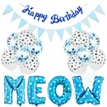 Kit de fête d'anniversaire pour chat bleu avec ballons MEOW et motifs de pattes - MEOW Bleu Fête d'Animaux