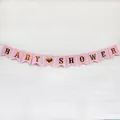 Pink Baby Shower banner with gold letters and heart patterns for party decoration - Baby Shower / Pink