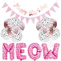 Décoration fête d'anniversaire chat rose avec ballons MEOW et bannière joyeuse - MEOW Rose Fête d'Animaux
