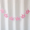 Pink crown paper banner for kids first birthday party decoration with 6 pieces set - Pink Crown