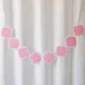 Pink square party bunting banner with white borders for birthday celebration decor - Little Fairy Blank Style
