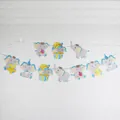 Cartoon elephant party banner bunting for baby shower and birthday decorations - Blue Elephant Pattern