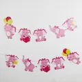 Pink elephant theme birthday banner set for baby shower and girl party decorations - Pink Elephant Pull Flag
