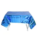 Rechthoekig glanzend blauw folie tafelkleed met metallic reflectie voor feestdecoratie - Blauw folie tafelkleed 1*2,7 m