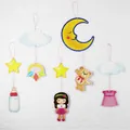 Babyzimmer Hängedekoration mit Mond, Sternen, Regenbogenbär und Flaschen Party-Deko - Mondmädchen-Girlande