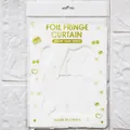 Détail du rideau à franges en emballage avec carte dorée pour décoration de fête - 100cmx200cm / Blanc