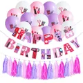 Deko-Set für Kosmetik-Geburtstagsfeiern mit Make-up-Ballons, Banner und Fransen-Girlande - Rosa Lila Set