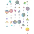Holographic star and circle garland for disco party decorations and festive wall hangings - Iridescent Laser Stars And Circles