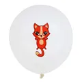 White latex balloon with cute orange cartoon cat print for forest animal party decor - Fox Cat