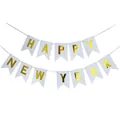 White and gold foil Happy New Year swallowtail bunting banner for holiday party decor - White Fishtail (11.5x16cm)