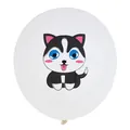 White latex birthday balloon featuring a cute cartoon husky dog for forest theme parties - Grey Dog