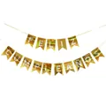 Glittery gold laser banner with Spanish Feliz Cumpleaños lettering for birthday party decor - Gold Laser