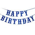 Pancarta azul brillante de Happy Birthday para decoración festiva de fiestas - Azul Brillante con Purpurina