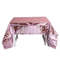 Detail of rose gold metallic PET tablecloth with reflective surface for party decoration - 1M*2.7M / Rose Gold