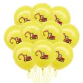 Gelbe Latexballons mit rotem Bagger-Aufdruck für Baustellen-Mottopartys bei Kindern - Gelbes Bagger-Druckmuster (Bagger-Ballon-Set 10)