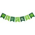 St. Patrick's Day Banner LUCKY in Grün mit Kleeblatt-Mustern und Schwalbenschwanz-Design - LUCKY Kleeblatt Stil