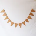 Triangle kraft paper bunting with 12 flags and white string for wedding and party decor - Kraft Paper Triangle Flag