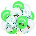 12-Zoll Traktor-Bauernhof-Party-Ballons mit grünem und weißem Latex und Konfetti - Weiß-grüner Traktor und grüne Pailletten (Bagger-Ballonset 27)